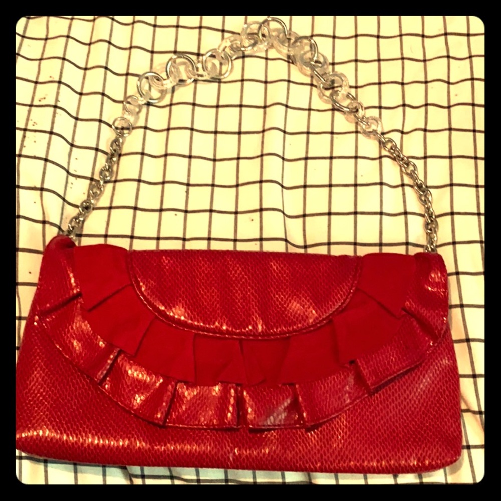 Red elegant snake leather looking purse /clutch